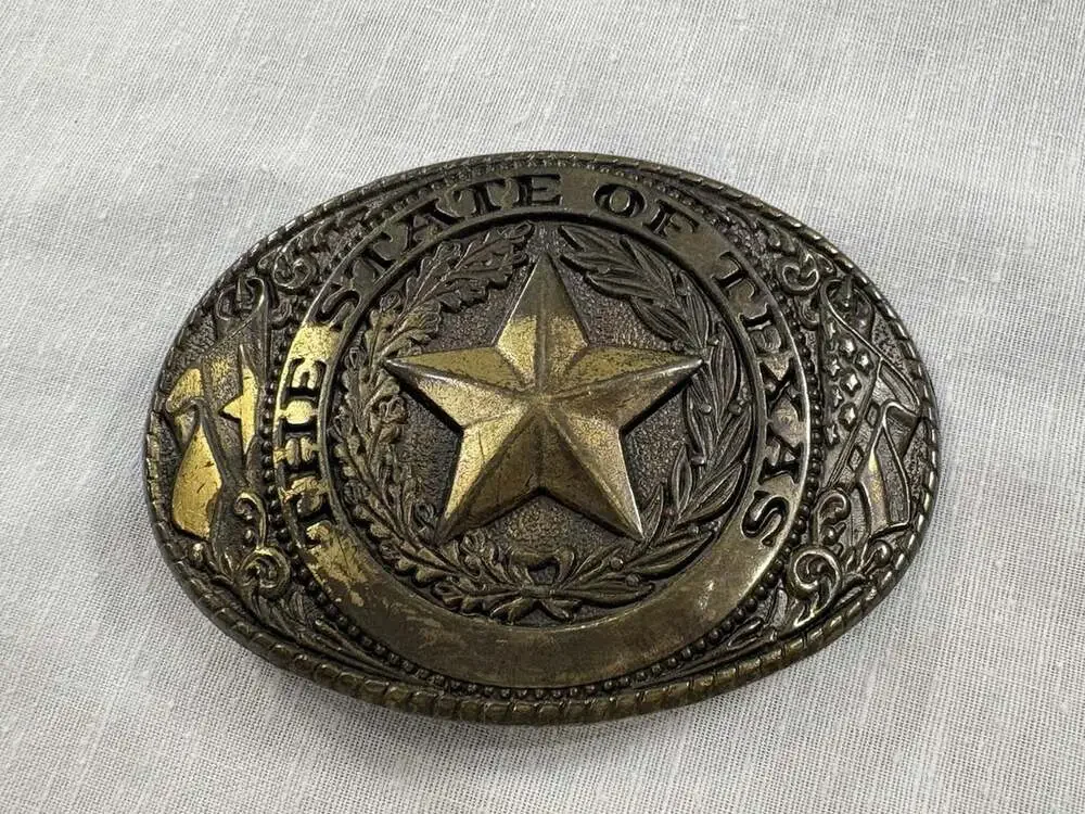 The State Of Texas Vintage Brass Belt Buckle Made In USA